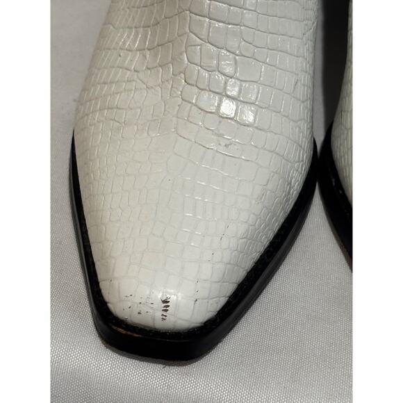 Lucky Brand White Croc-Embossed Heeled Boots - Picture 3 of 10